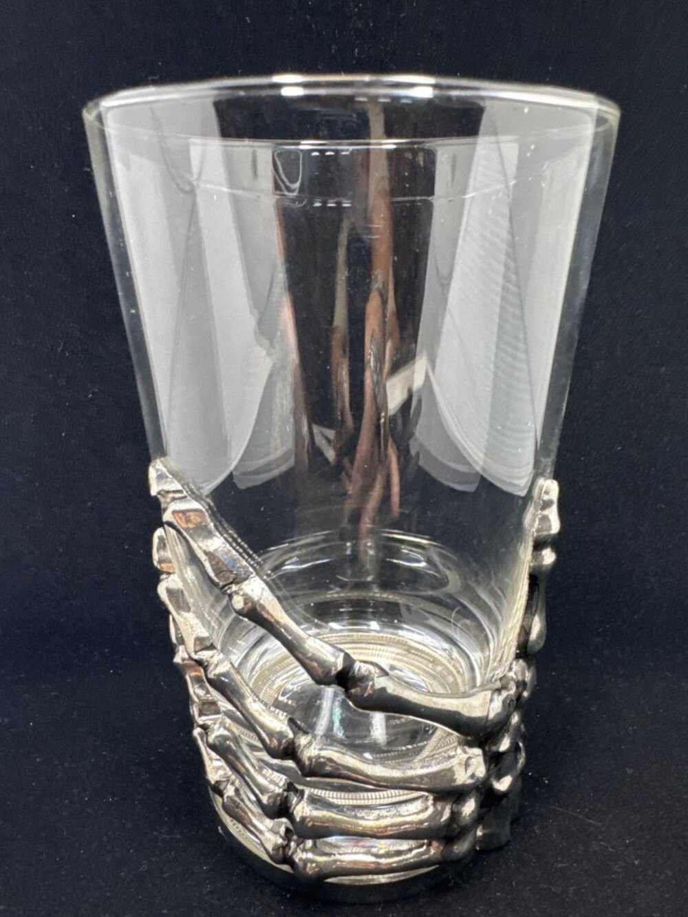 Halloween Skeleton Drinking Glass Tumbler Old Fashioned Metal Bones